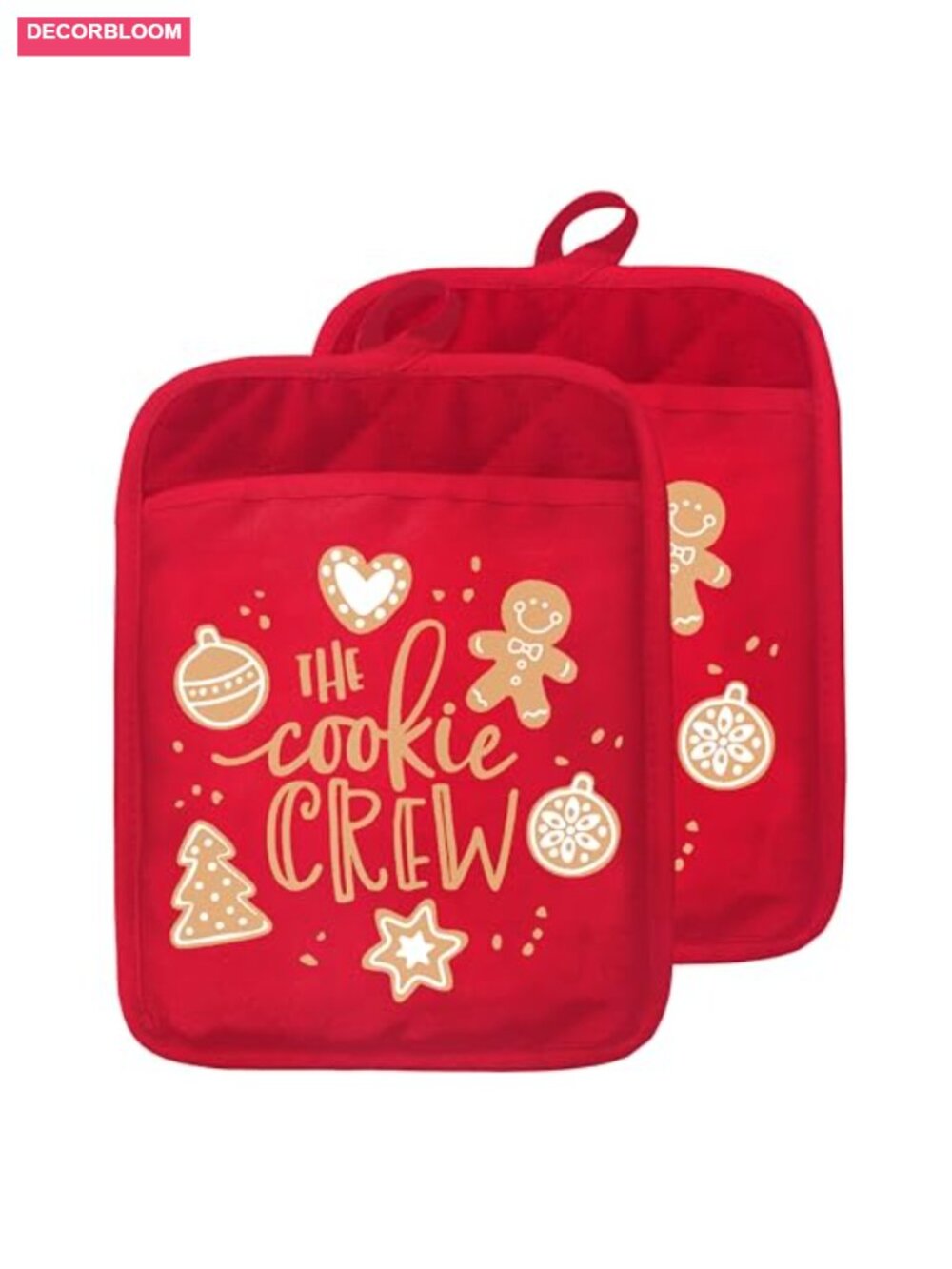 Christmas Cookie Pot Holders with Pockets Cotton Heat Resistant Oven Mitts